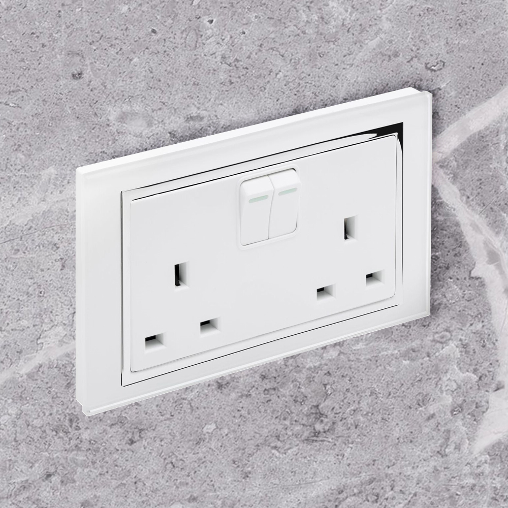 Crystal CT 13A DP Double Plug Socket with Switch White - RetroTouch ...