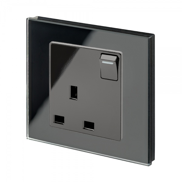 Crystal PG 13A Single Plug Socket with Switch Black - RetroTouch ...