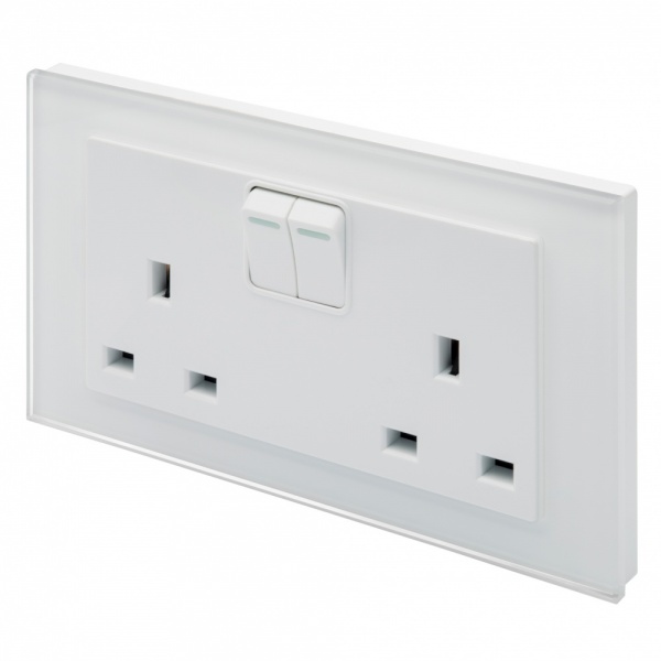 Crystal PG 13A DP Double Plug Socket with Switch White - RetroTouch ...