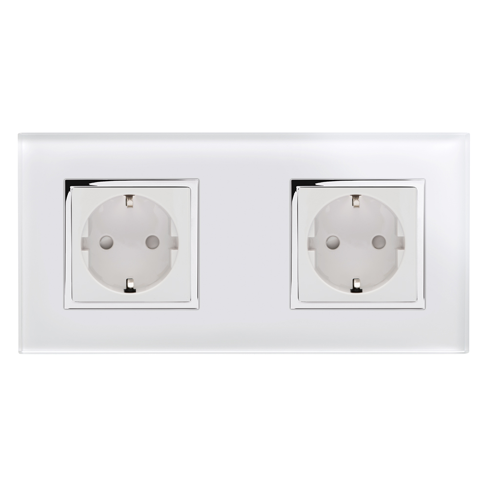 Crystal CT 13A Schuko Dual Double Plug Socket White - RetroTouch ...